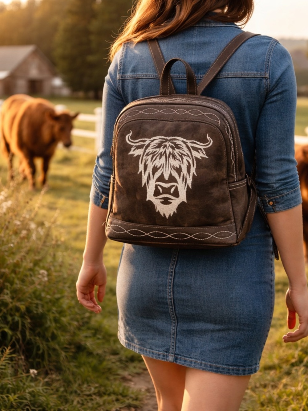 Western Leather Backpack Purse Cowgirl Boho Rustic Vintage Bag Small Travel NWT - Picture 2 of 10